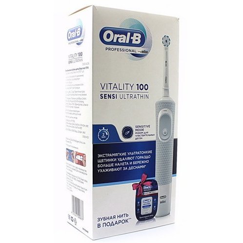 Подарочный набор Oral-b /щетка зубная электрическая vitality 100 sensi ultrathin тип 3710 + нить зубная pro-expert clinline 25 м