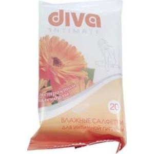 Влажные салфетки для интим гигиены Diva Intimate с календулой 20 шт.