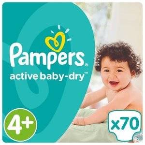 Подгузники Pampers Active Baby Dry размер 4+ 9-16 кг 70 шт.