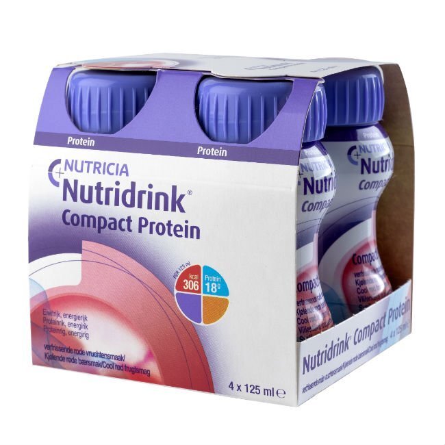 Жидкая смесь Nutridrink Компакт Протеин с охлаждающим фруктово-ягодным вкусом 125 мл бутылочка 4 шт.