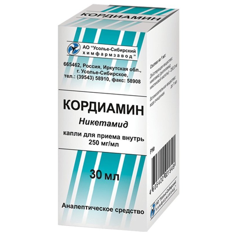 Кордиамин капли для приема внутрь 250 мг/мл 30 мл флакон 1 шт.