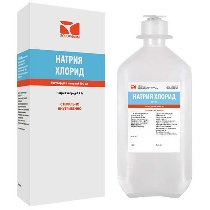 Натрия хлорид-Солофарм раствор для инфузий 0,9% 400 мл флакон 1 шт.