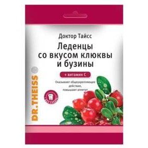 Доктор Тайсс леденцы со вкусом клюквы и бузины + витамином С пакет 50 г