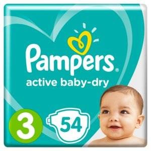 Подгузники Pampers Active Baby Dry размер 3 5-9 кг 54 шт.