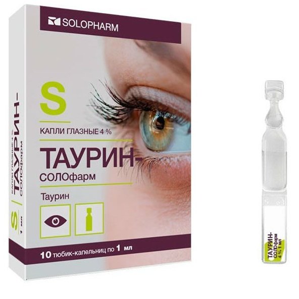 Таурин-Солофарм капли глазные 4% 1 мл тюбик-капельница 20 шт.