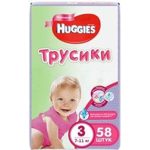 Подгузники-трусики для девочек Huggies размер 3 7-11 кг 58 шт.