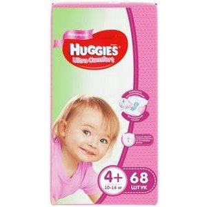 Подгузники для девочек Huggies Ultra Comfort размер 4+ 10-16 кг 68 шт.