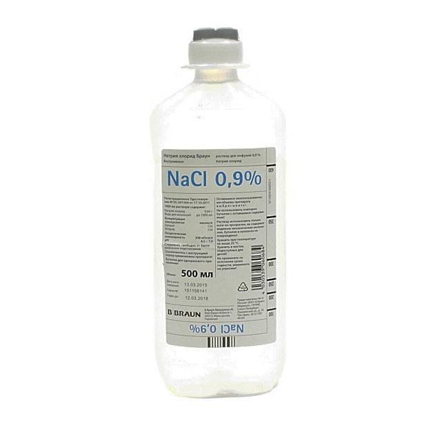 Натрия хлорид раствор для инфузий 0,9% 500 мл флакон 10 шт.