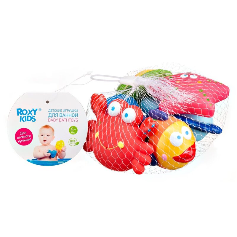 Набор игрушек 6+ для ванной морские обитатели Roxy-kids 6 шт.
