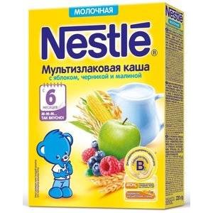 Каша молочная Нестле (Nestle) мультизлаковая яблоко, черника, малина с 6 мес. 220 г