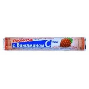 Глюкоза Клубника с натуральными плодовыми порошками Квадрат-С таблетки 50 мг 18 шт.
