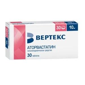 Аторвастатин-Вертекс таблетки 10 мг 30 шт.