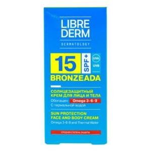Солнцезащитный крем Librederm Bronzeada SPF 15 с Омега 3-6-9 и термальной водой 150 мл