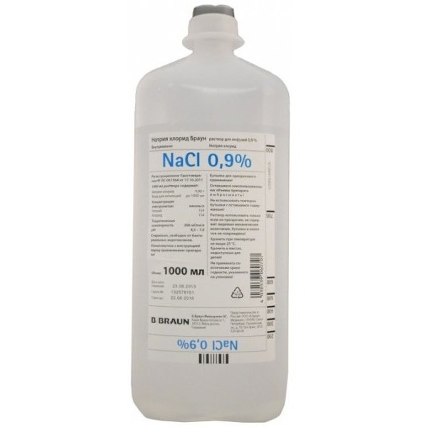 Натрия хлорид раствор для инфузий 0,9% 1000 мл флакон 10 шт.