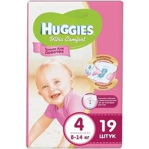 Подгузники для девочек Huggies Ultra Comfort размер 4 8-14 кг 19 шт.