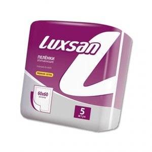 Пеленки впитывающие Luxsan premium extra 60 х 60 см 5 шт.