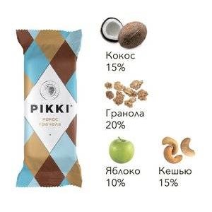 Батончик орехово-фруктовый Pikki Кокос-гранола 35 г