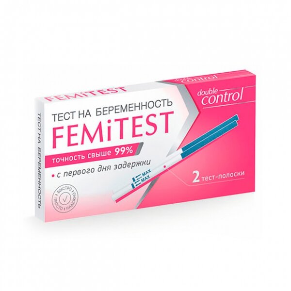 Femitest тест-полоска для определения беременности double express 20 мМЕ/мл 2 шт.