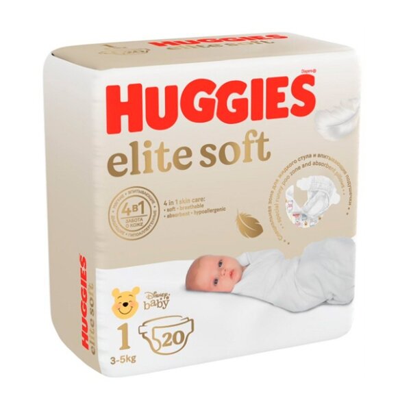Подгузники Huggies elite soft 1 3-5 кг 20 шт.
