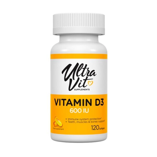Витамин D3 УльтраВит Сапплементс Vplab 600 ЕД капсулы 120 шт.