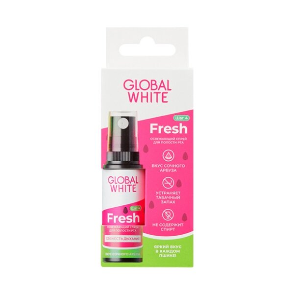 Global white energy спрей освежающий для полости рта 15мл со вкусом арбуза