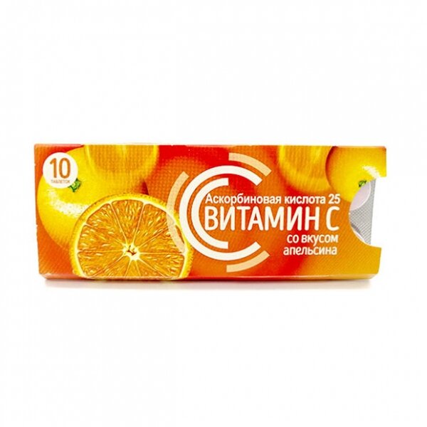 Vitascience Аскорбиновая кислота апельсин таблетки жевательные 25 мг 10 шт.