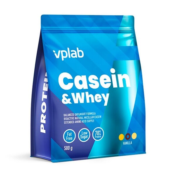 Казеин и сывороточный протеин VPLab со вкусом ванили 500 г