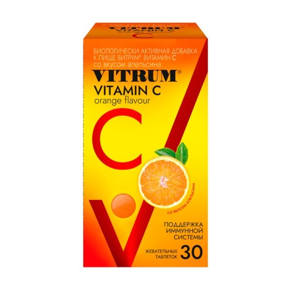 Витрум витамин с таблетки жев. п/об 600мг 930.01мг 30 шт. вкус апельсина
