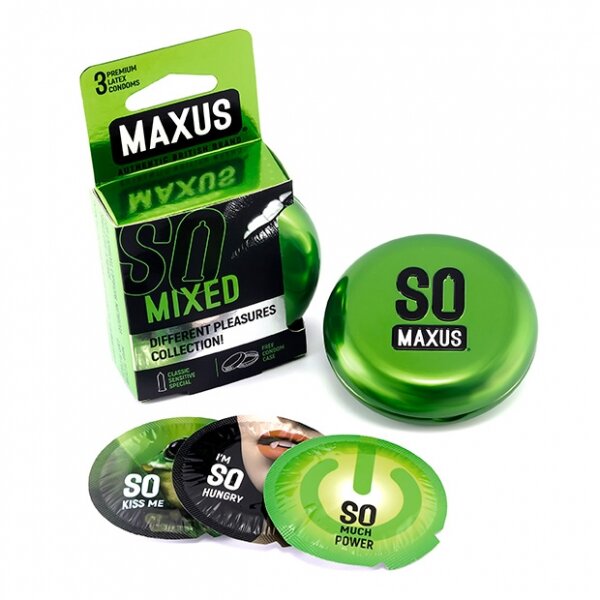 Презервативы Maxus mixed набор классический, ультратонкий, точечно-ребристый 3 шт.