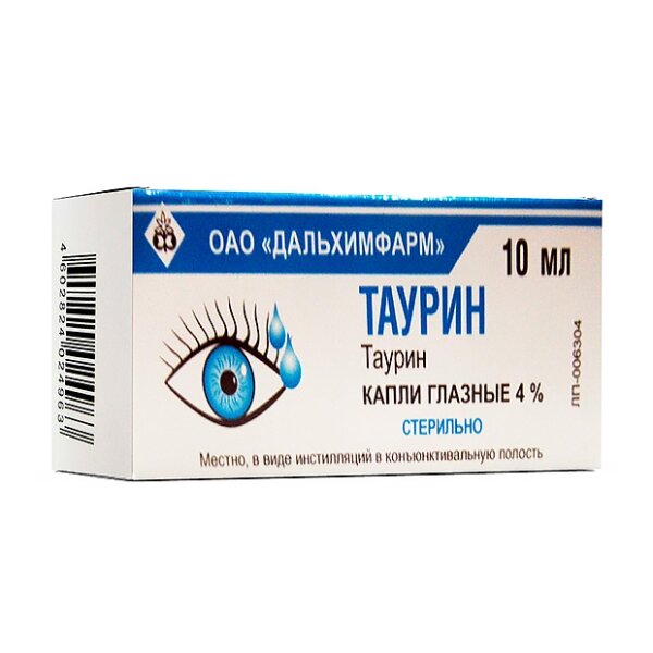 Таурин капли глазные 4% 10 мл флакон-капельница 1 шт.