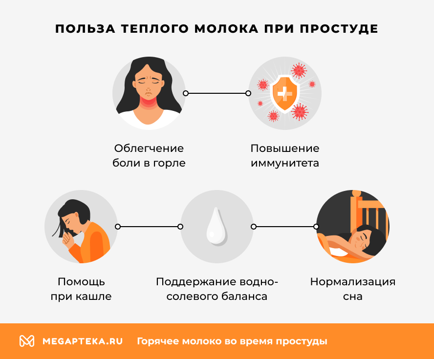 Польза теплого молока при простуде