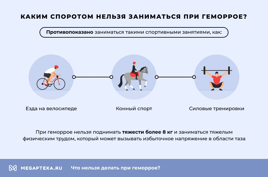 Каким спортом нельзя заниматься при геморрое?