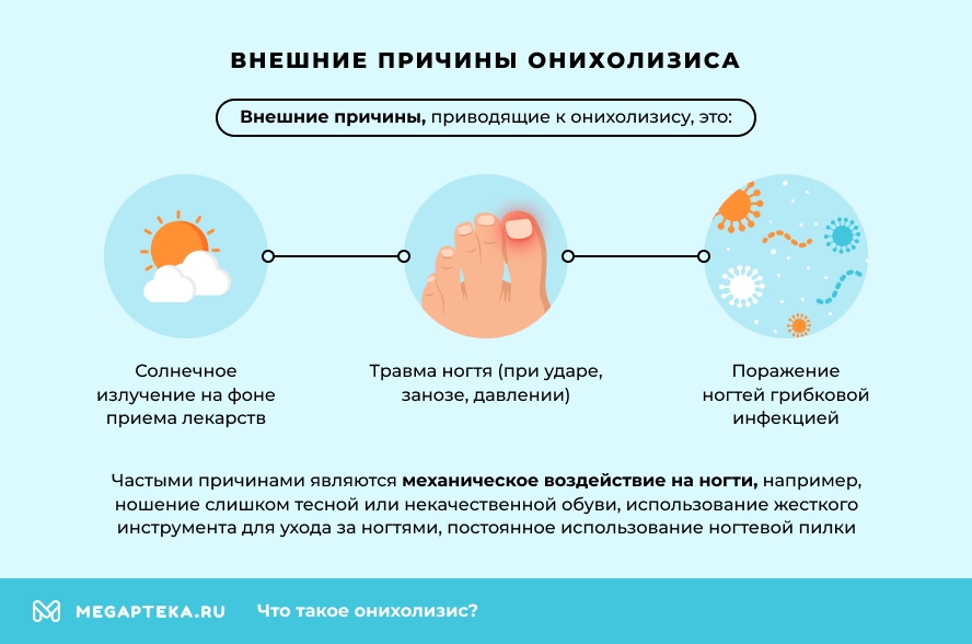 Лечение Онихолизиса ногтей на руках и ногах: Препараты